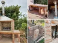 Costruzione di un barbecue fai da te in pietra, con dettagli sulla muratura e la canna fumaria.