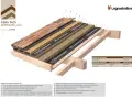 Sezione di un tetto piano ventilato con tegole, strati isolanti in fibra di legno e membrana traspirante.