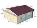 Garage in legno per 2 auto, con dimensioni 5980x6380 mm. Ideale per ospitare due veicoli, offre spazio e protezione.