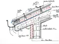 Dettaglio costruttivo di una copertura in laterocemento con isolamento in lana roccia e blocchi in malta.