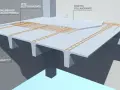 Sezione di una copertura in cemento armato con tegoli "TT", soletta collaborante e rete elettrosaldata.