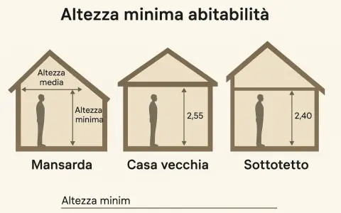 Confronto tra altezza minima abitabilità in mansarda, casa vecchia e sottotetto.