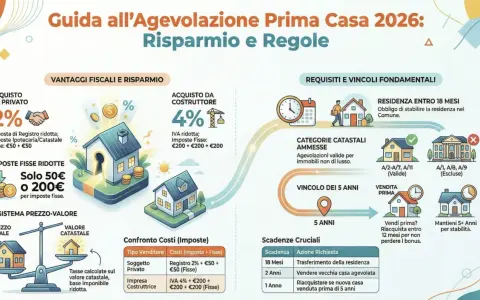 Guida all'Agevolazione Prima Casa 2026: acquisto da costruttore con IVA ridotta al 4% e imposte fisse.