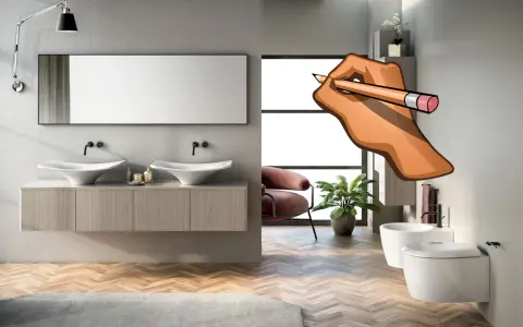 Disegno a matita su un bagno moderno: quanto costa rifare un bagno di 5mq?