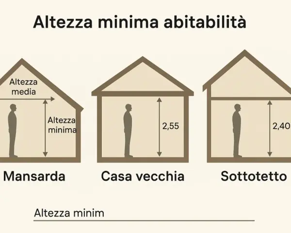 Confronto tra altezza minima abitabilità in mansarda, casa vecchia e sottotetto.