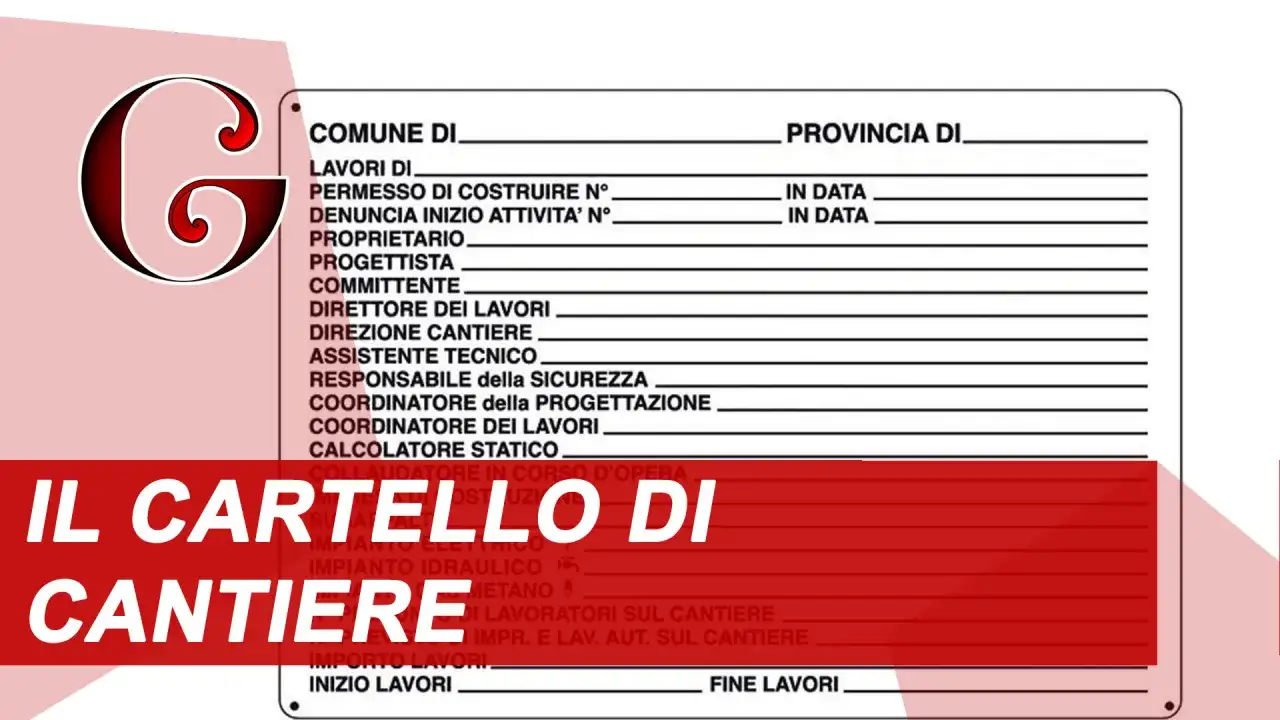 Cartello di cantiere con dati per la comunicazione lavori al vicino.