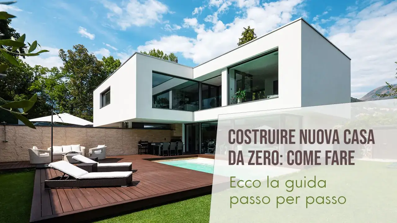 Casa moderna con piscina e zona relax. Guida per affrontare gli oneri costruzione casa da zero.